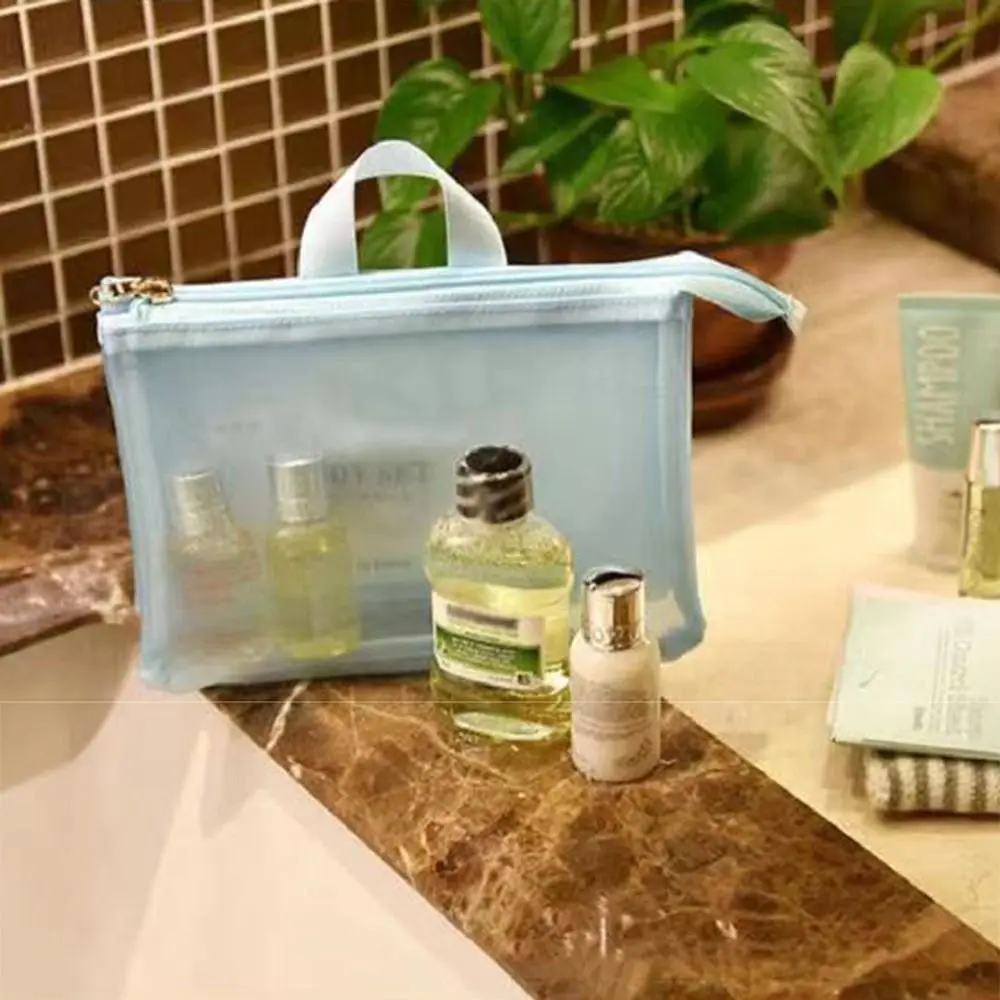 

3 Layer Mesh Shower Bags with Handle Quick Dry Portable Cosmetic Pouch Multifunctional Large Capacity Toiletry Zipper Handbag