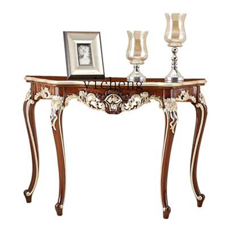 TQH table against the wall European light luxury foyer luxury semi-round shelf new Chinese strip table