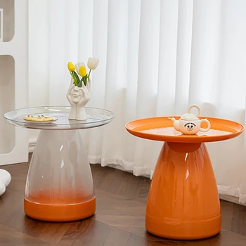북유럽 크리에이티브 패밀리 라운드 티 커피 테이블, 투명 아크릴 발코니, 침실 침대 옆, 렌탈 룸, 거실 조명, 럭셔리 