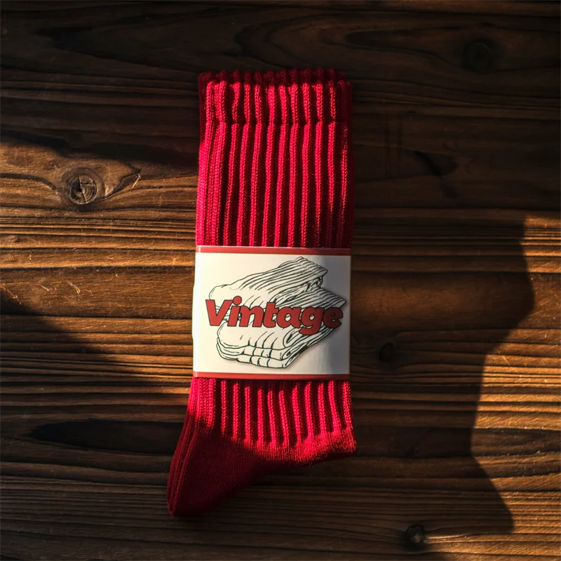 Männer Vintage Männliche Mittlere Röhre Socken Unisex Japanische Einfarbig Verdickte Sportsocken Handtuch Unten Paar Gestrickte Casual Socken