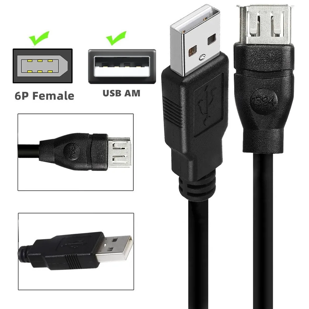 

Firewire IEEE 1394 6-контактный USB-адаптер мама F к USB M Штекер кабель для принтера, цифровой камеры, сканера, жесткого диска 0,2 м