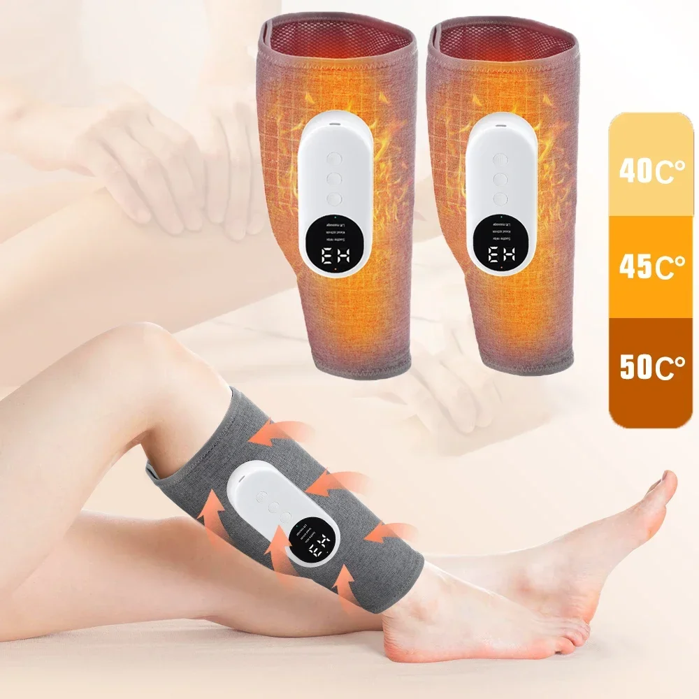 Eletric 360° Air Pressure Calf Massager 3 Modes Airbag Compresstion Heating Massage Foot Leg Muscle Relaxation Blood Circulation 