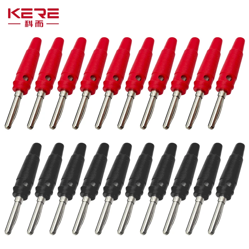 KERE 20PCS 100PCS/Set 4mm Banana Plug 20A Stackable Insertion Connector with Insulation Protection Sleeve