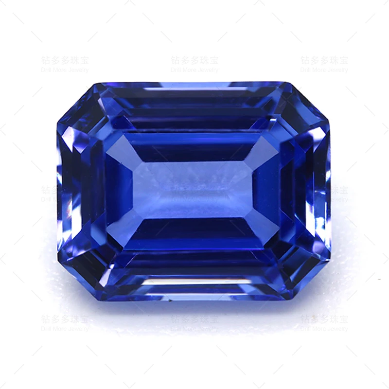 High quality lab-grown grown emerald cut sapphires with AGL certificate certification