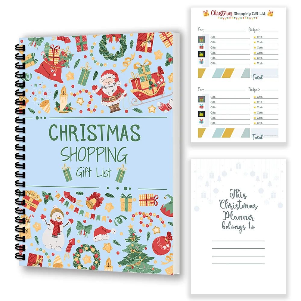 Christmas Planner And Shopping List Notebook, Santa Claus Holiday Gift And Shopping Record Manual, With Holiday Planning Pages