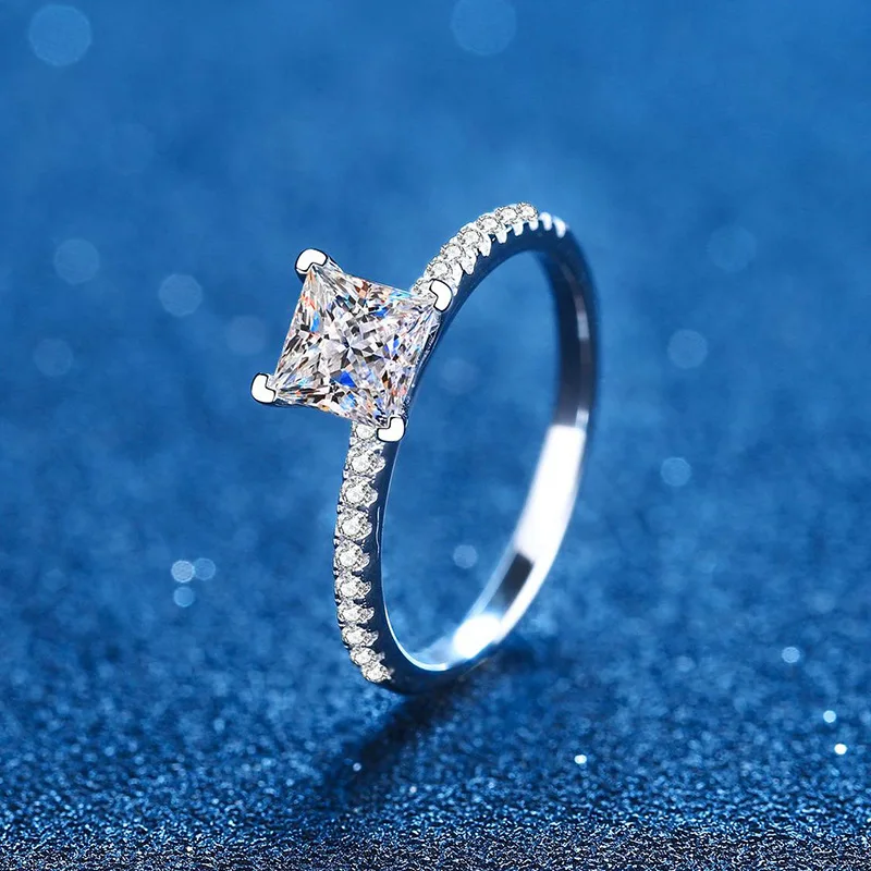 

Women's Princess Cut Eternity Band Ring PT950 Platinum 2Ct Moissanite - Full-pave setting, noble aura for daily & celebrations