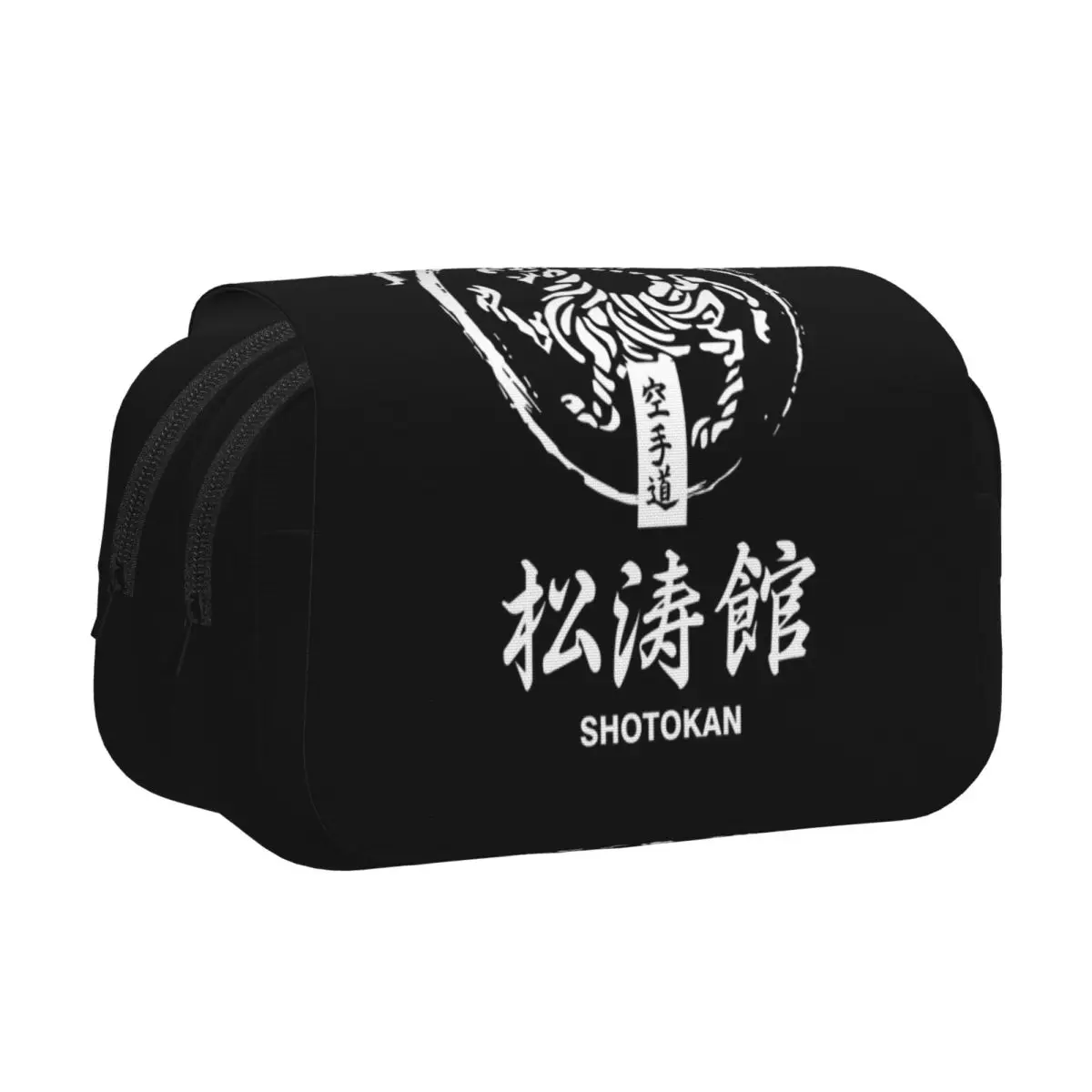 Shotokan Karate Symbol And Kanji White Text Pencil Cases Pencil Pouch Hard Shell Leather Big Capacity Pen Box Pencil