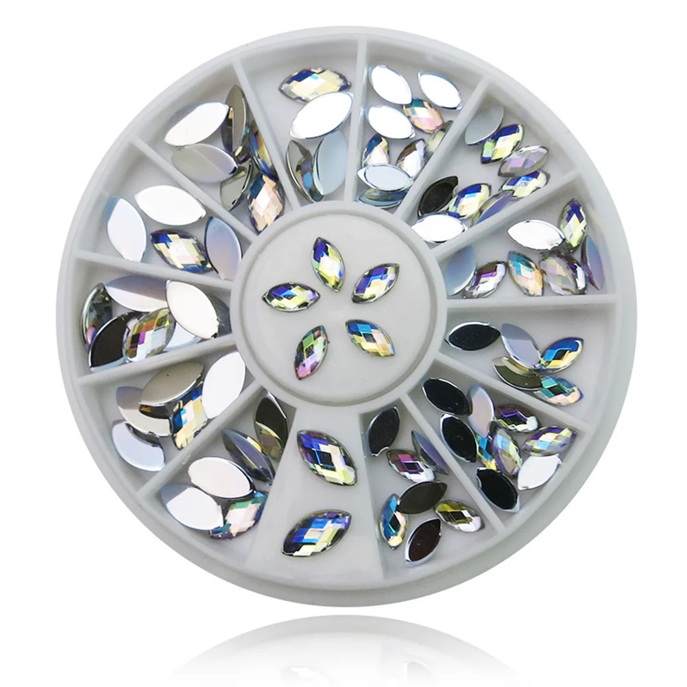 

3Pcs Nail Art Rhinestones Drill Turntable DIY Colorful Flat Diamond Set Nail Decor for Polished Soak Off Gel