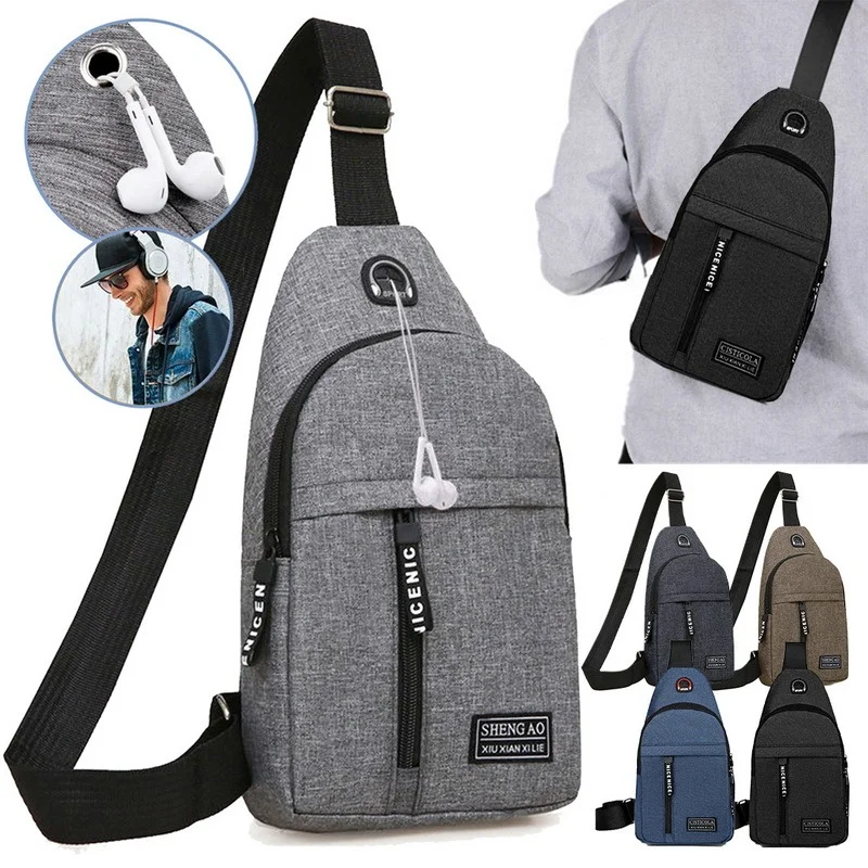 Multipurpose Chest Pack Waterproof Crossbody Bag with Earphone Hole Anti-theft Chest Pack Shoulder Bag Men Sports Accessories