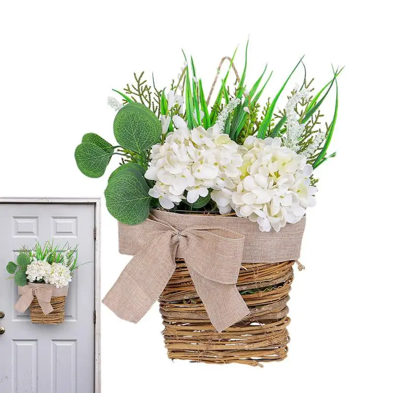 

Door Flower Basket Hydrangea Floral Hanger Farmhouse Floral Hydrangea Wreath Basket For Front Door Window Wall
