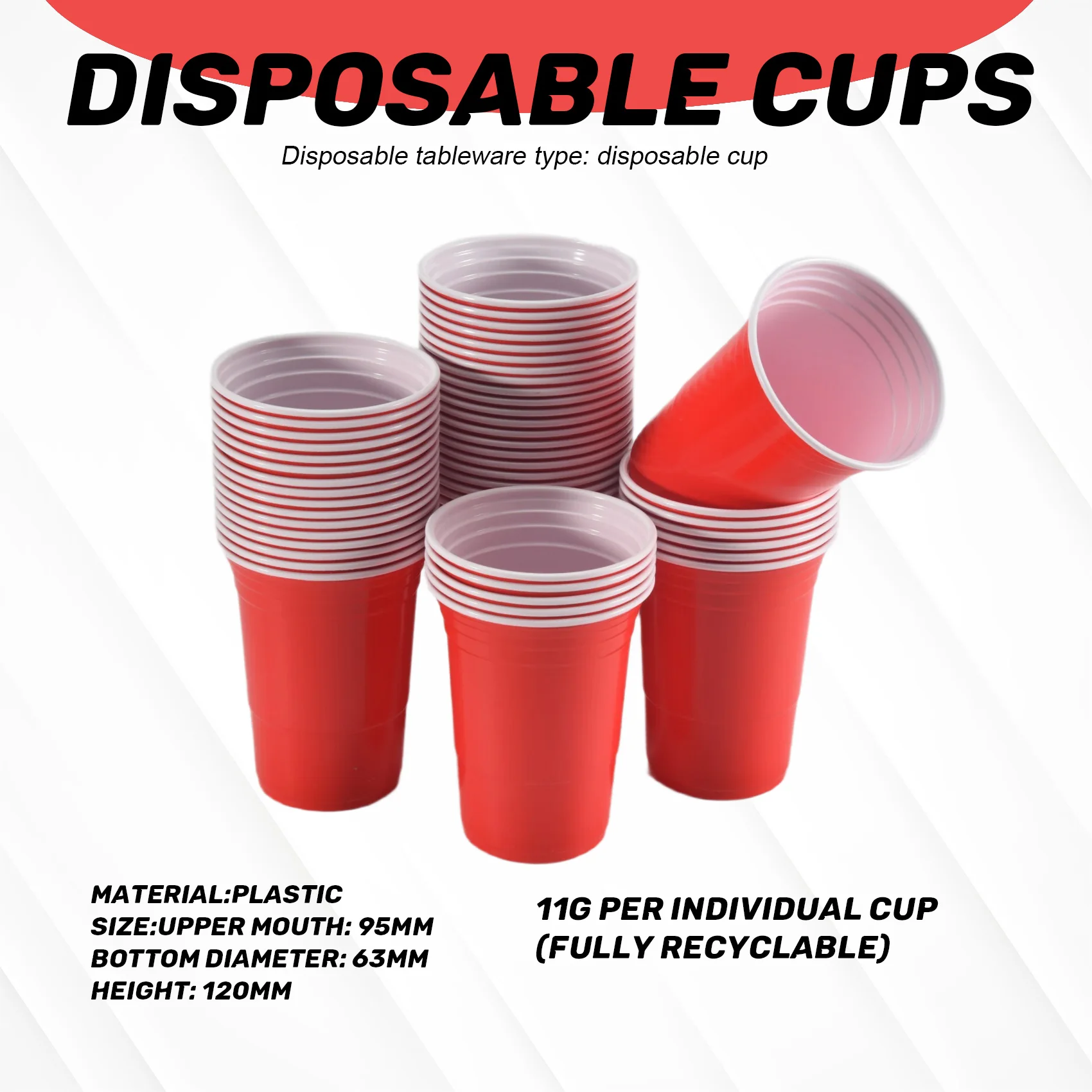 أكواب للاستعمال مرة واحدة 50 قطعة/المجموعة 450 مللي كوب بلاستك أحمر للاستعمال مرة واحدة كوب بار لوازم المطاعم لـ