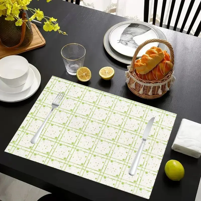VIKAMA 2/4/6pcs Fresh Green Tablemat Kitchen Dining Room Waterproof and Anti slip Tableware Mat Home Decoration