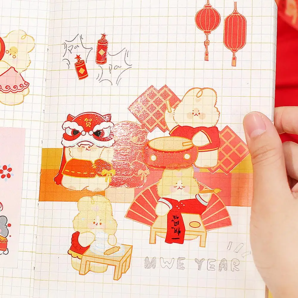 Gift Wrapping Smooth Chinese Rabbit New Year Dairy Planner Washi Tape for Home
