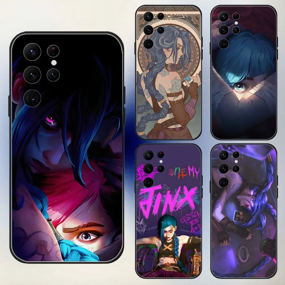 A-ArcaneS Jinx L-Lols  Phone Case For Samsung S24,23,22,30,21,10,9,Ultra,Plus,Lite,FE,5G Black Soft Case