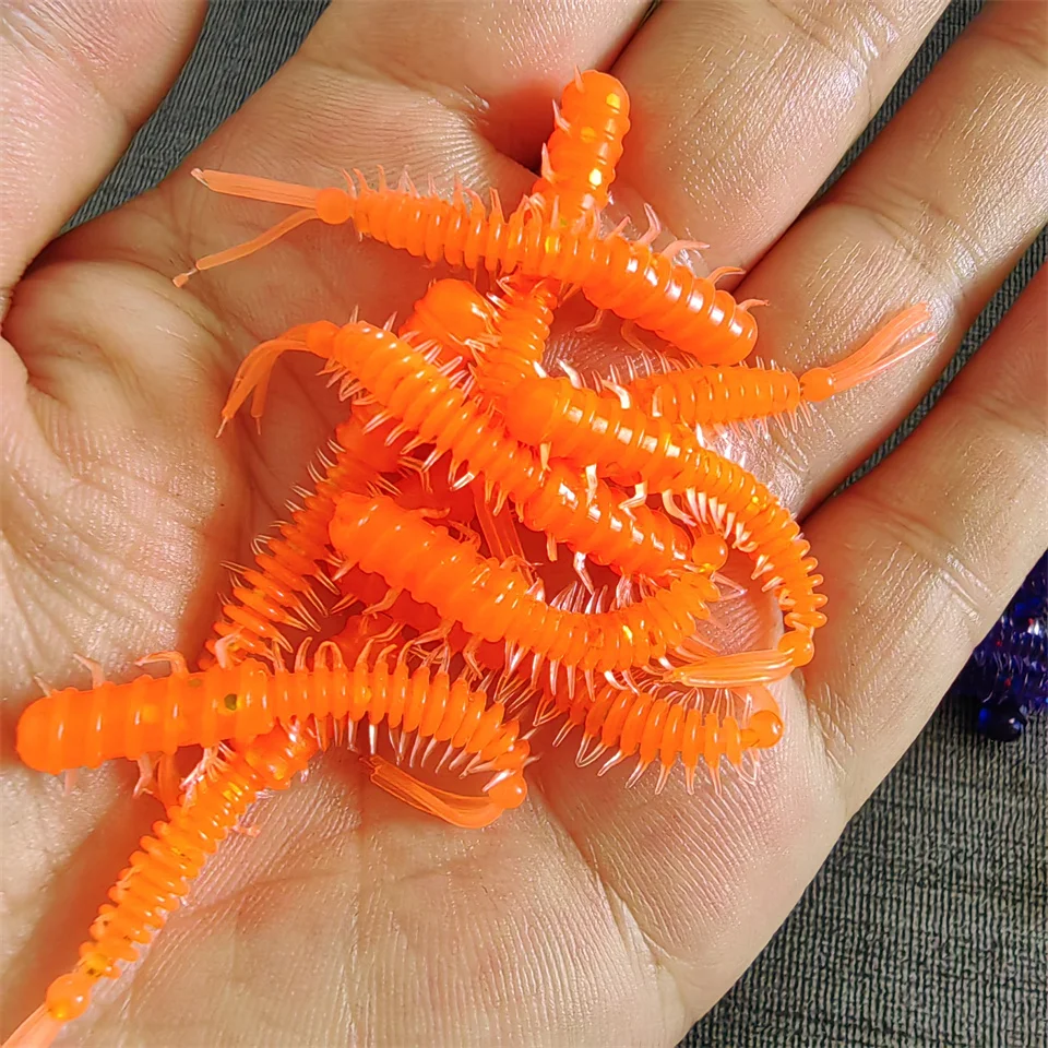 MUKUN Wurmköder, 10 Stück, Mini-Köder, 45 mm, 0,4 g, weicher Silikonköder, künstliche Larve-Gummi-Köder, Wobbler, Bass-Angelköder – Detail 8