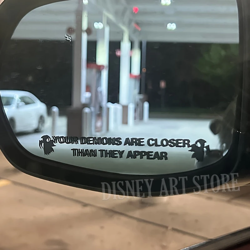 Your Demons Are Closer Than They Appear Vinyl Sticker Decals, Removable Car Mirror Decal Halloween Decor, Funny Car Decal