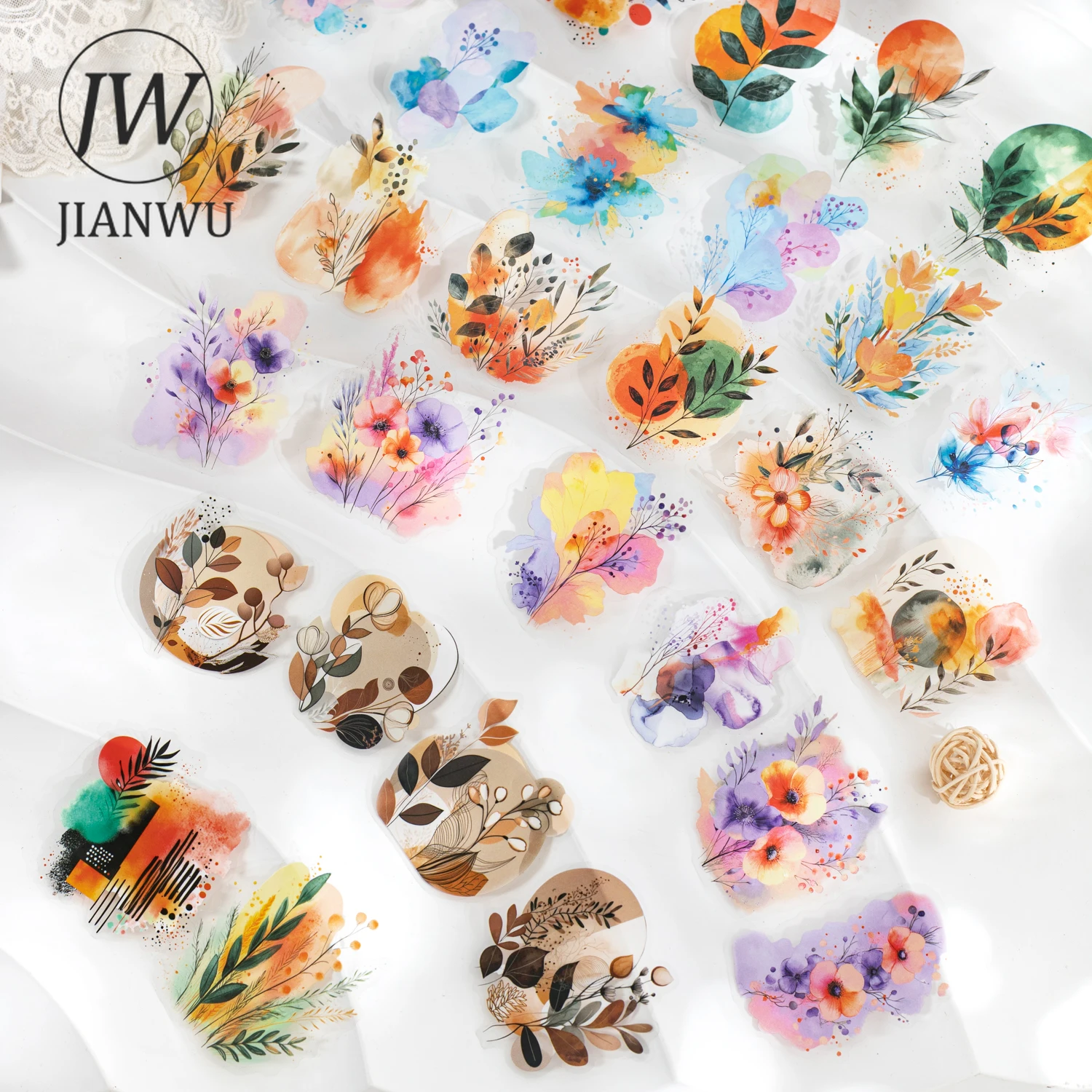 

JIANWU Foggy Flower Stem Series Vintage Watercolor Flower Landscape Material Collage PET Sticker Creative DIY Journal Stationery