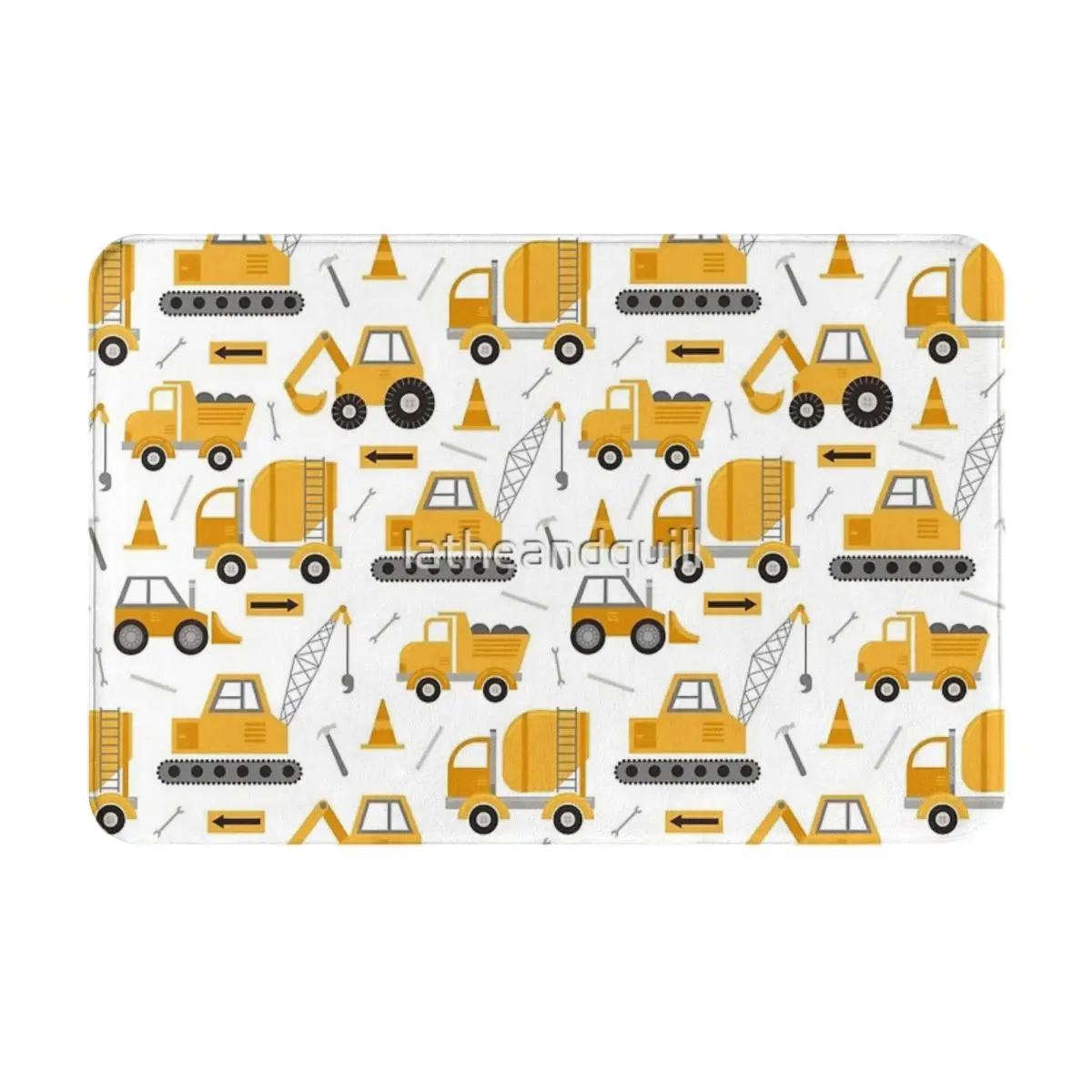 Construction Trucks Facecloth Non-Slip Floor Mat BedroomsThick And Comfortable, Durable Foot Mats