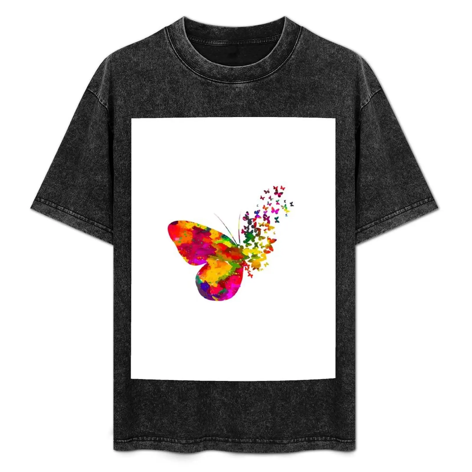 

Rainbow Butterfly T-Shirt All Match Basic Short Sleeve Top