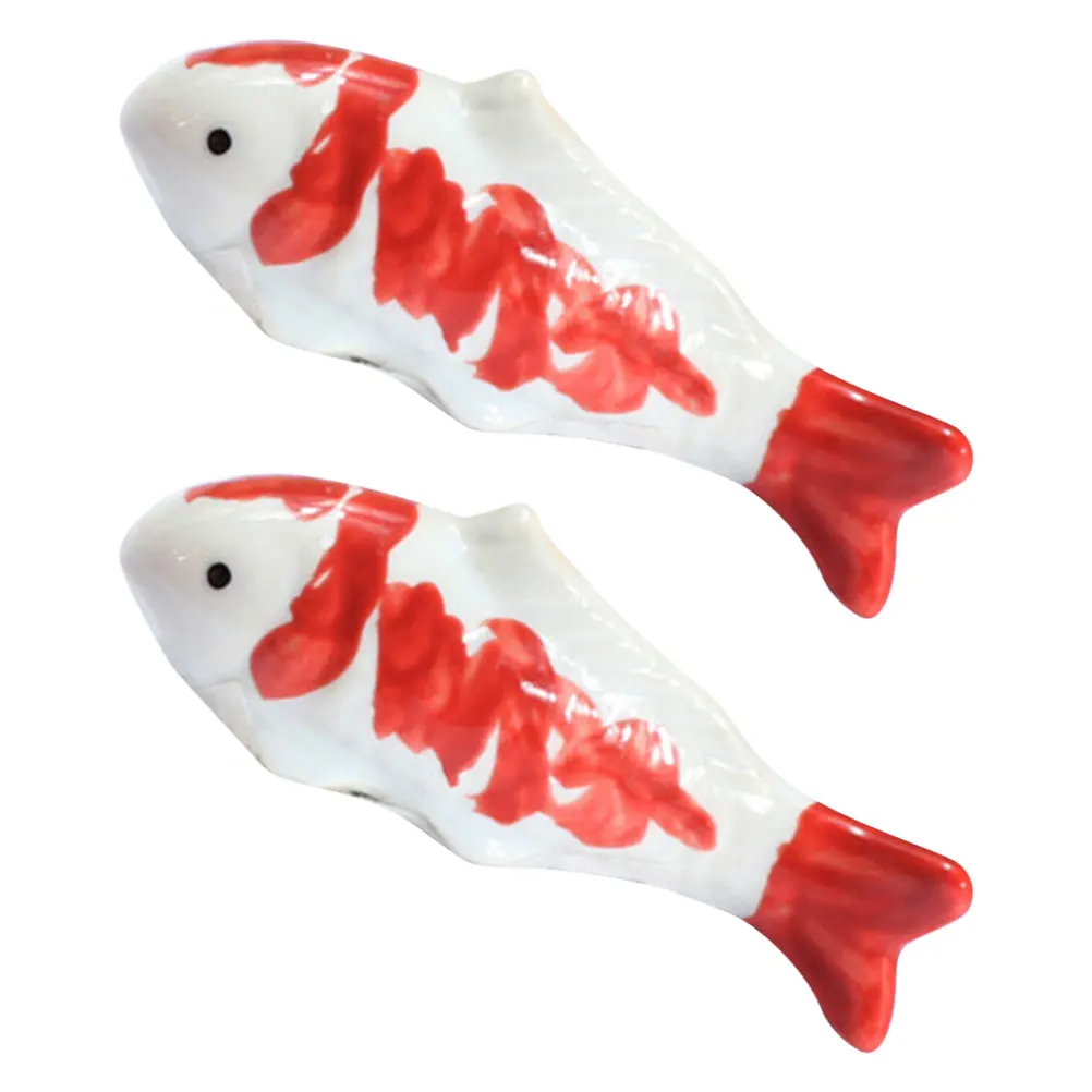 

2 Pcs Ceramic Floating nament Adorable Aquarium Decor Fish Tank Landscape Decoration Red Spotted Fish Statue Tub