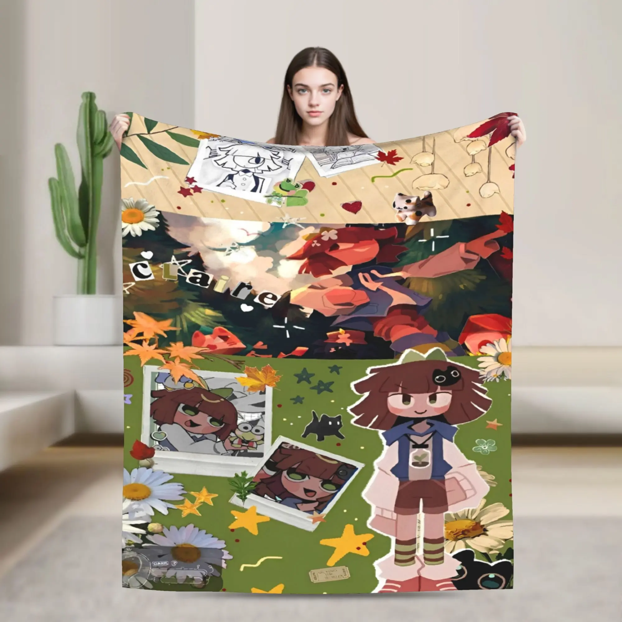 claire Fundamental Paper Education anime Merch Blankets Ultra-Soft Velvet  Throw Blanket Comfortable Plush Thin Quilt
