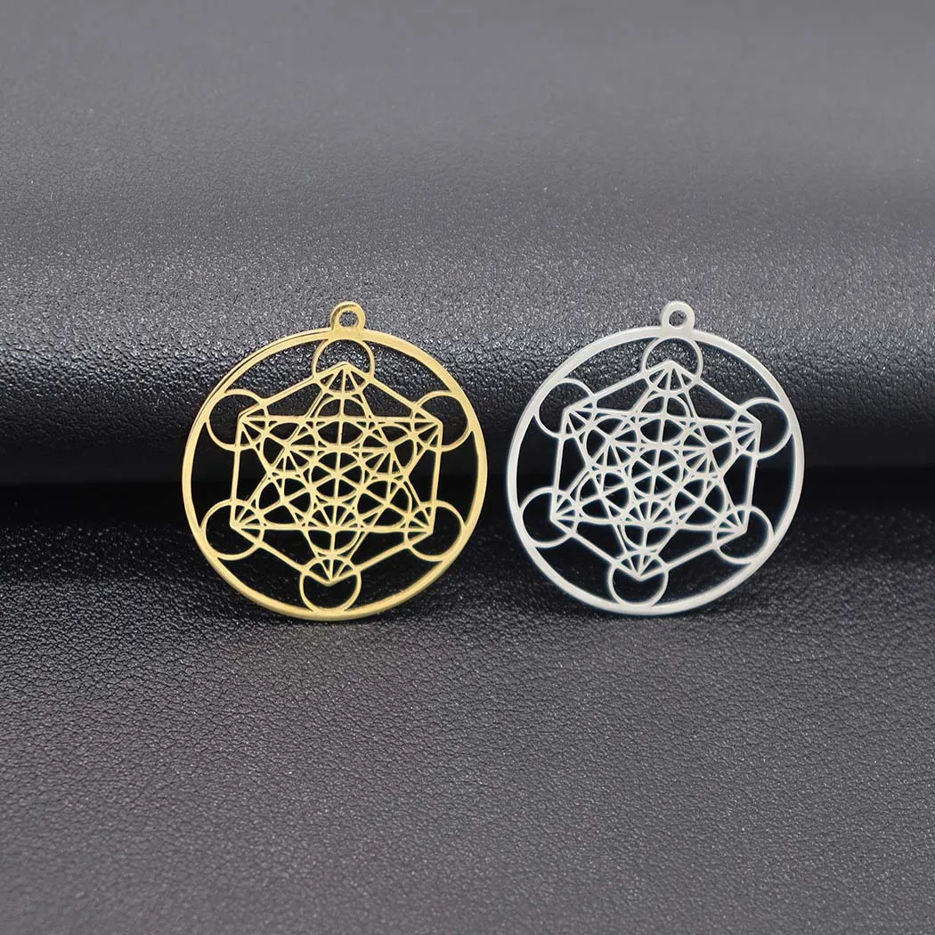 Fashionable stainless steel hollowed-out Metatron pendant accessories DIY necklace bracelet keychain pendant accessory accessory
