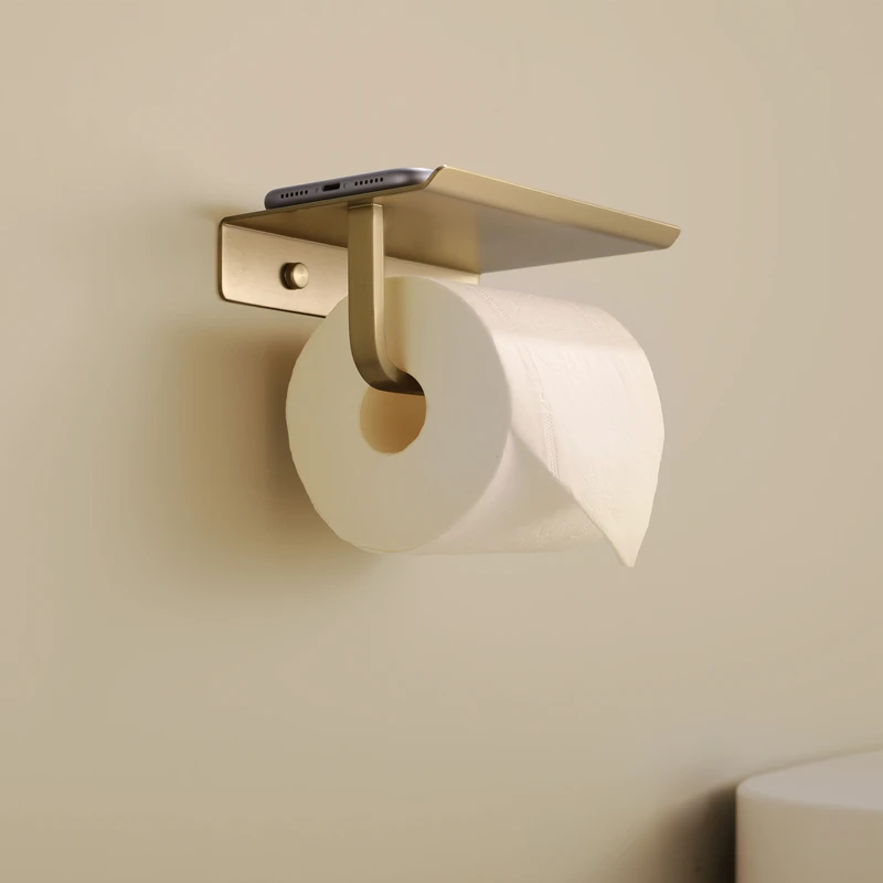 Black/Gold/Silver/Grey Toilet Paper Holder Bathroom Wall Mount Multifunction WC Paper Phone Holder Shelf Towel Shelf Accessories view 5