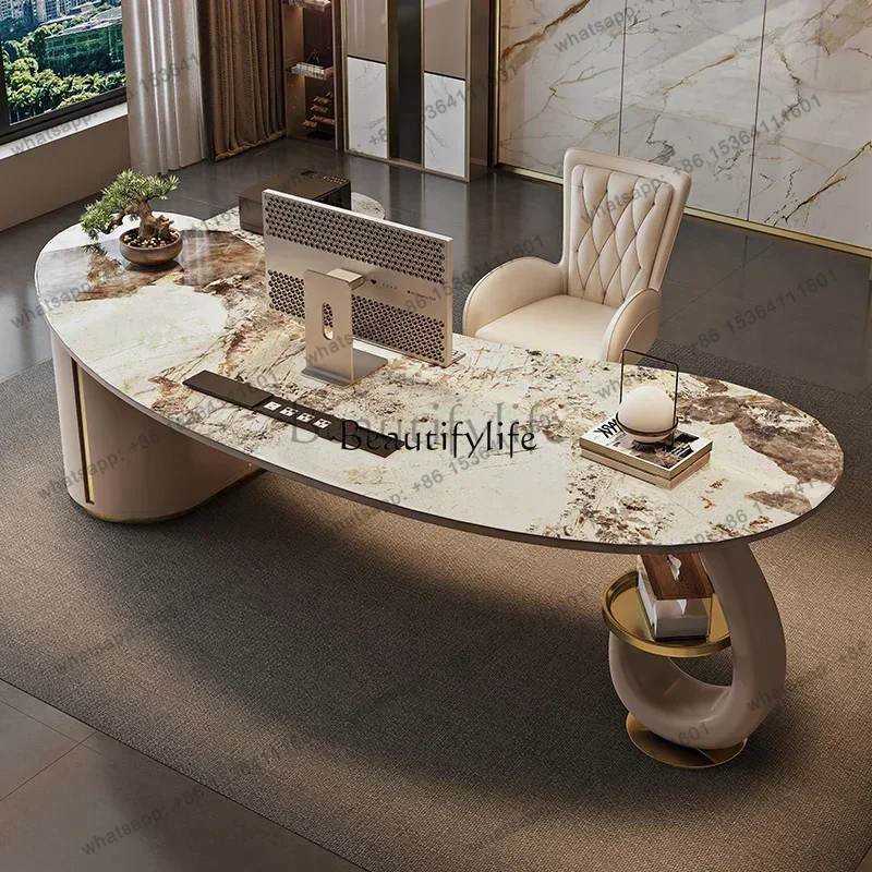 Factory CustomizationLight Luxury High-Grade Stone Plate Simple Modern Boss Desk Designer Writing Desk