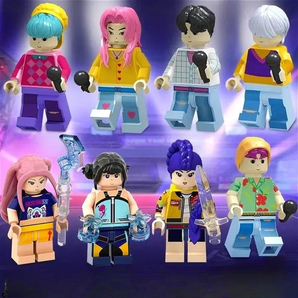 2025 Anime Kpop Devil Hunter Building Blocks Rumi/Mira/Zoey Figure Statua Modello periferico Desktop Ornamento Giocattolo Regalo di Natale