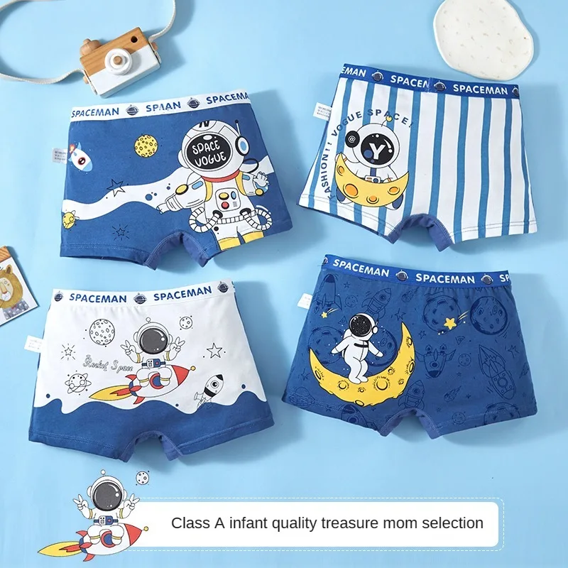 4PCS Underpants Boy Cute Briefs for Boys Pure Cotton Children\'s Panties Boxers Cartoon Boys\' Underwear Shorts Boxer Underwears