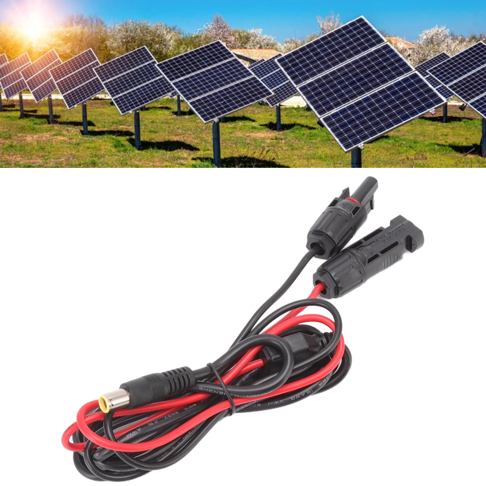 Solar Panel Connector Adapter Female to Male 2 Cores DC7.9mm Copper PVC 16AWG DC 8.0 Extension Cord