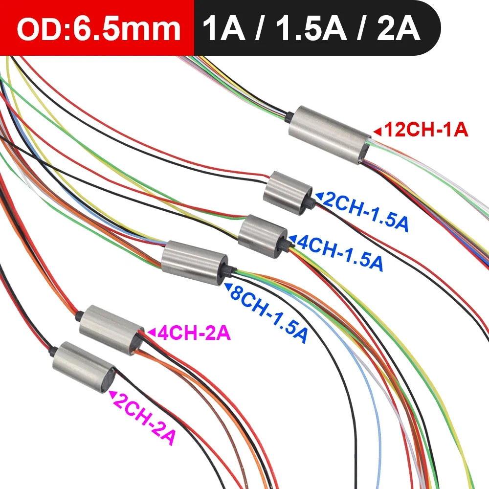 Dia.6/6.5/7.5mm Metal Visual Anchor Fish Slip Ring 2/4/8/12CH 1A 2A Slipring Conductive Rotating Joint for RC Drone PTZ Gimbal