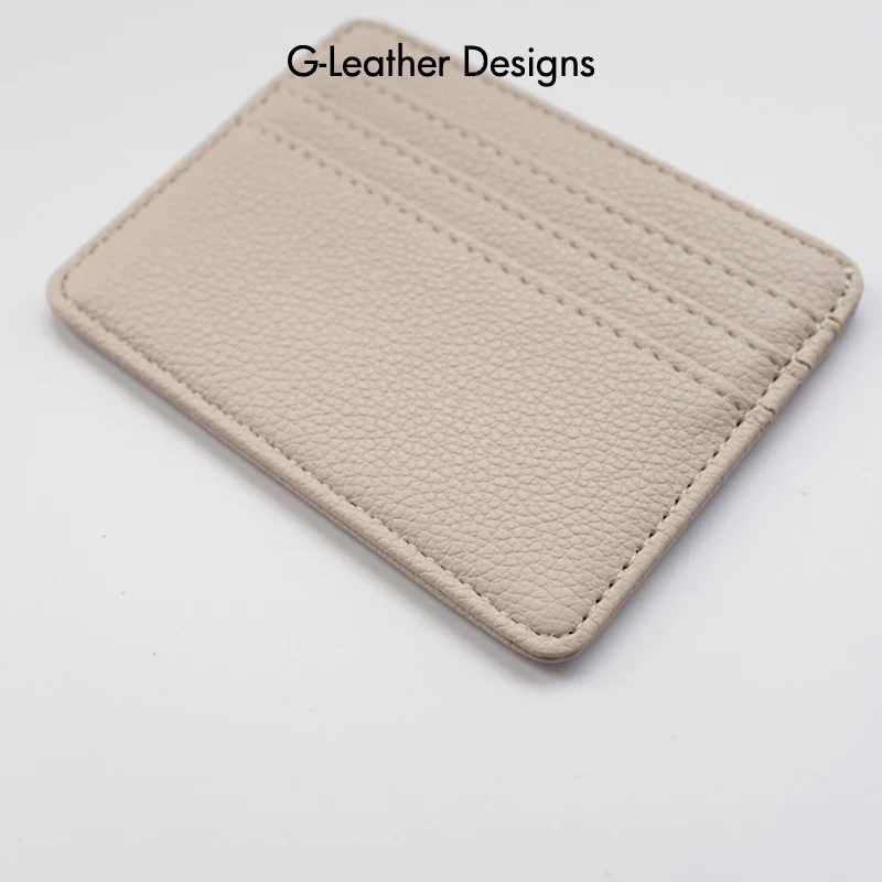 Vegan Leather Slim Card Holder Soft PU Leather Credit Card Cases Covers With 6 Card Slots And 1 Change Slot Custom Initials Name