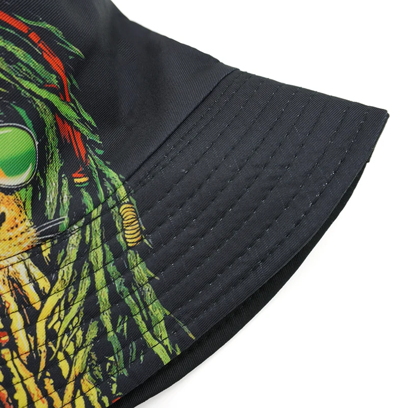 Bocca Rasta Lion Printing Bucket Hat Cartoon Pattern Fisherman Hats Double Sides Panama Cap Location Design Outdoor Hot Selling