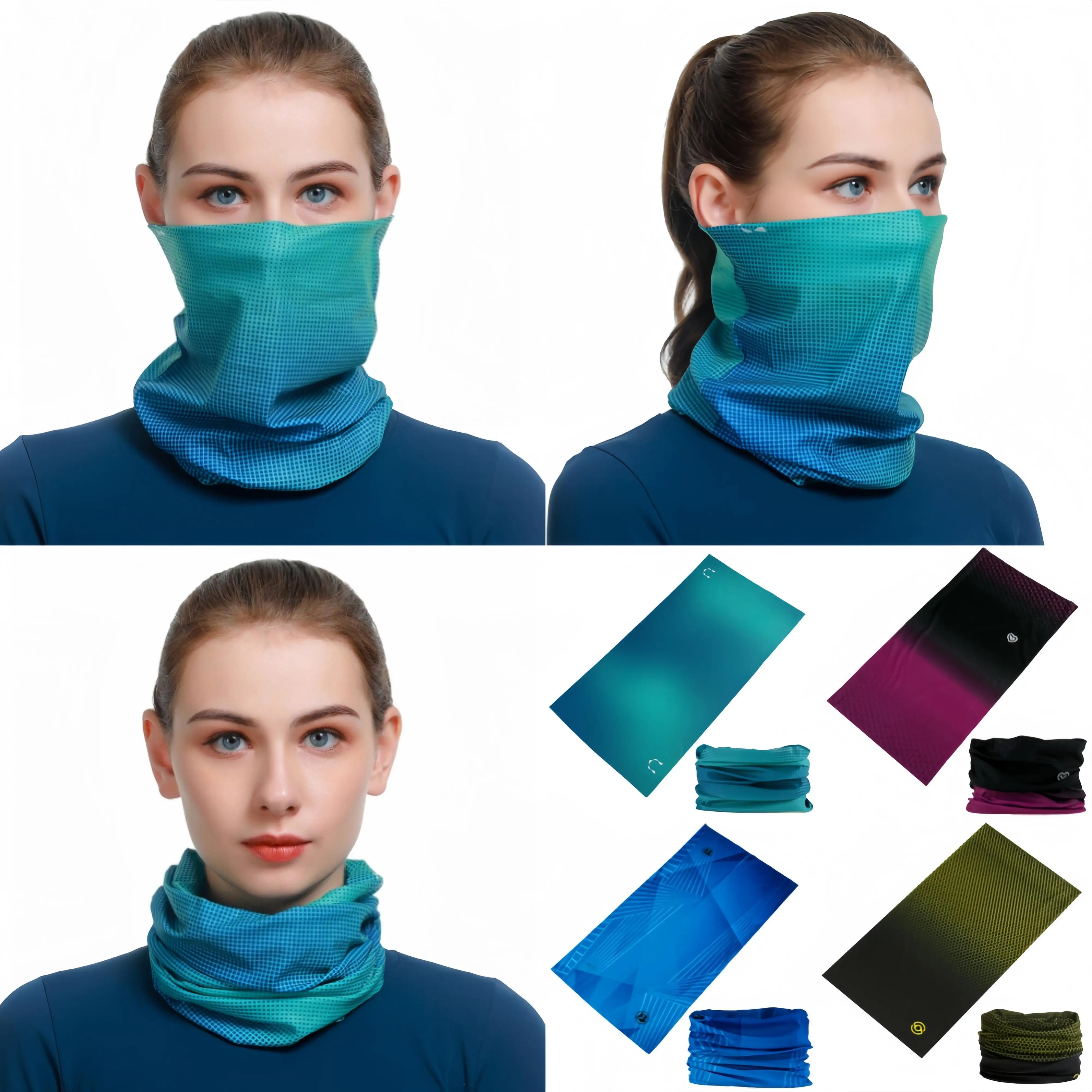 2024 Nowy projekt Gradientowy turban dla kobiety Mężczyzna Ochrona przed promieniowaniem UV Bandana Maska sportowa Kominiarka Szalik rowerowy Ochraniacz szyi