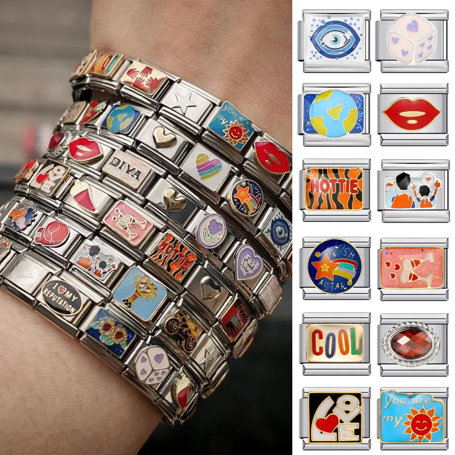 hottie-smile-cool-love-diya-dice-pattern-Шарм-Персонализированный-diy-Итальянский-браслет-подвеска-Подходит-для-браслета-из-нержавеющей-стали-9-мм-Ювелирные-изделия