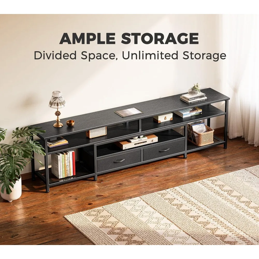 مخزن قائم بذاته مقاس 71 بوصة، بوفيه مطبخ مع كوخ، وخزانة تخزين حديثة، وخزانة ميكروويف مع أدراج، وأبواب زجاجية، وإعلان