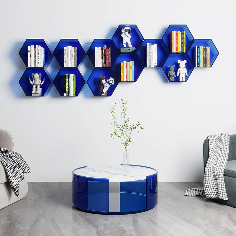 

Acrylic transparent bookshelf simple modern home custom wall creative figure
