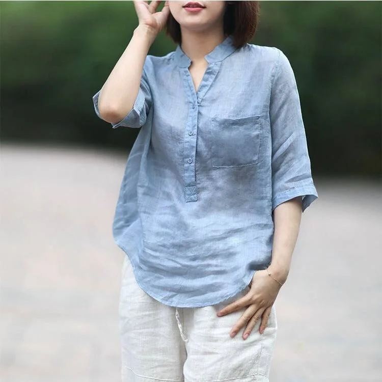 2022 New Women Blouses Shirts Minimalist Single-breasted Female Blue Shirts 2020 Spring Summer Tops Oversized