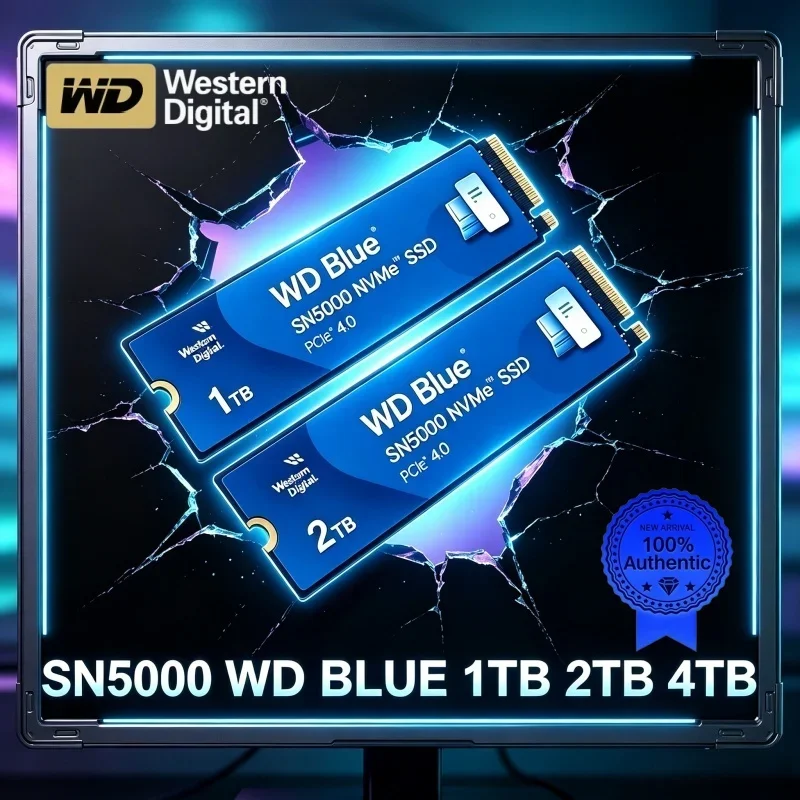 Western Digital SN5000 WD Blue Internal SSD Hard Drive M.2 2280 PCIe Gen 4.0 NVMe 1T 2T for Laptop Gaming Desktops