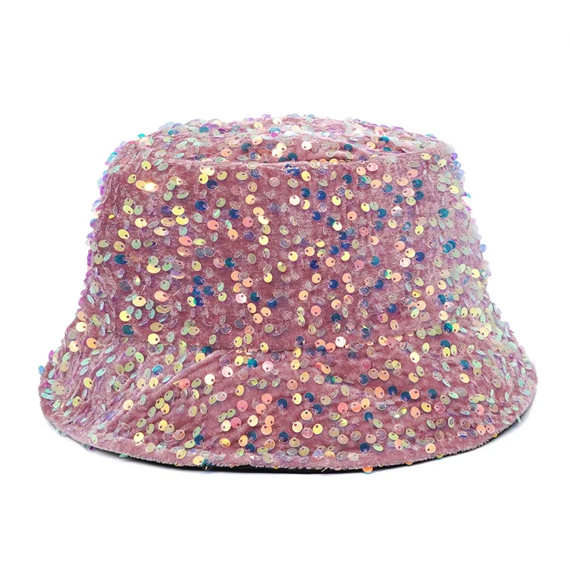 2024 New Man Woman Glitter Sequins Bucket Hat Fisherman Hat Folded Windproof Panama Hats Female