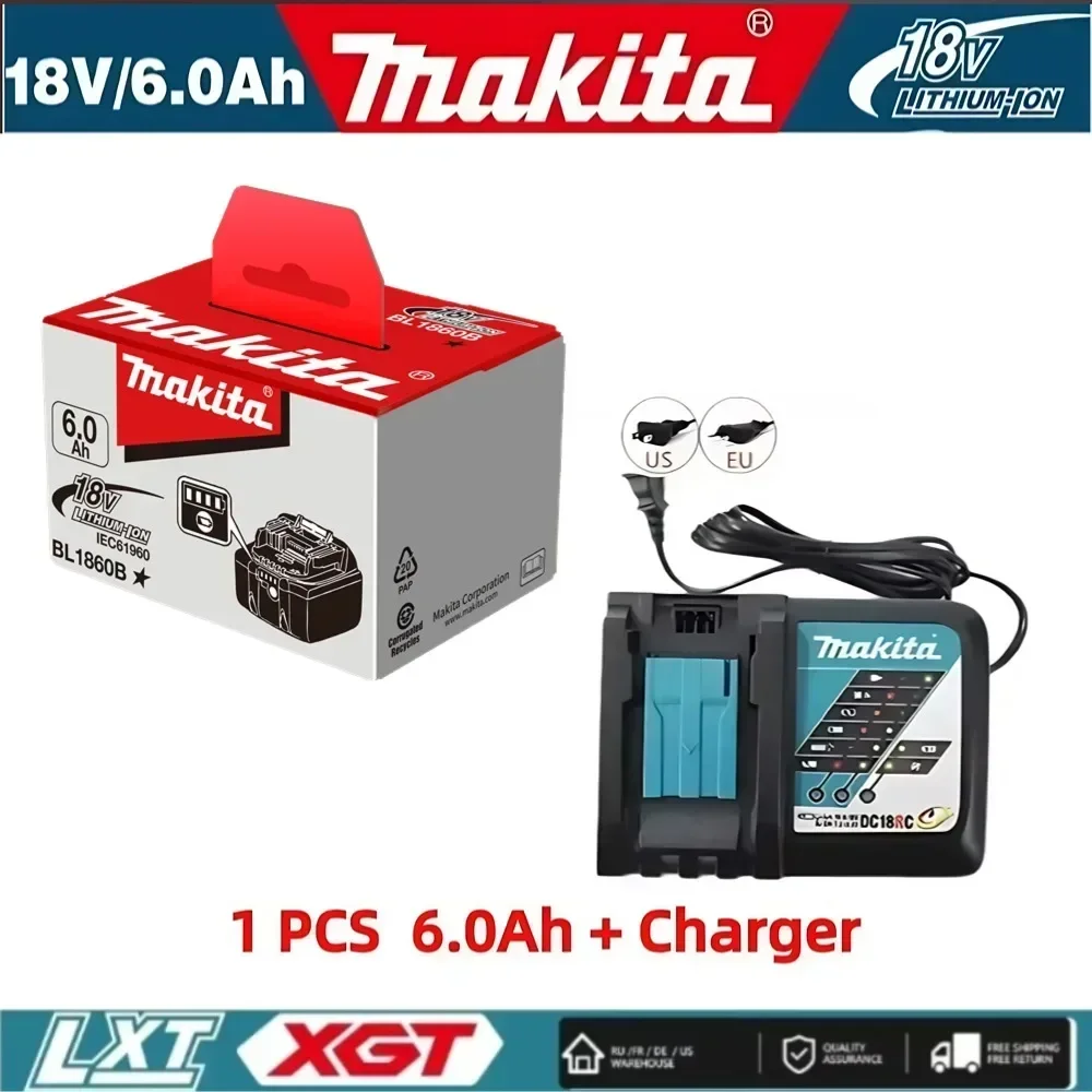 Makita-100% originele 6.0Ah 18V oplaadbare accu voor elektrisch gereedschap BL1830 BL1850 BL1840 BL1860 BL1815, vervangbare LED lithium-ion