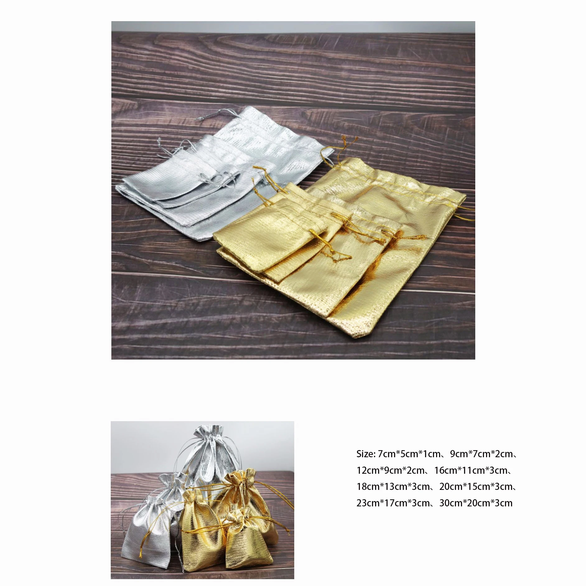 

Карманный комплект ювелирных изделий, золотой/серебряный пыленепроницаемый подарочный пакет, пыленепроницаемый игровой мешок, золотая марлевая тканевая сумка на шнурке для свадебных подарков