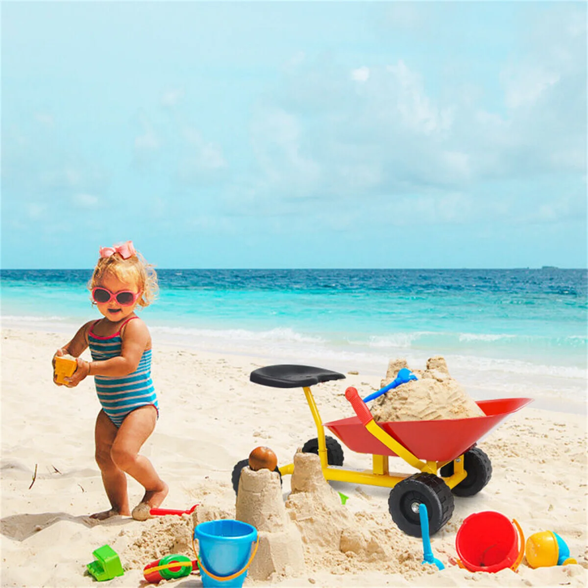 Kids Ride-on Sand Dumper with 4 Wheels，can not only dig sand/dirt in summer but also shovel snow in winter