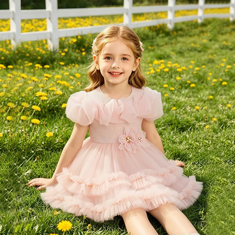 Children's Skirt Children's Fluffy Mesh Princess Girl Treasure First Birthday Banquet Girls Dress