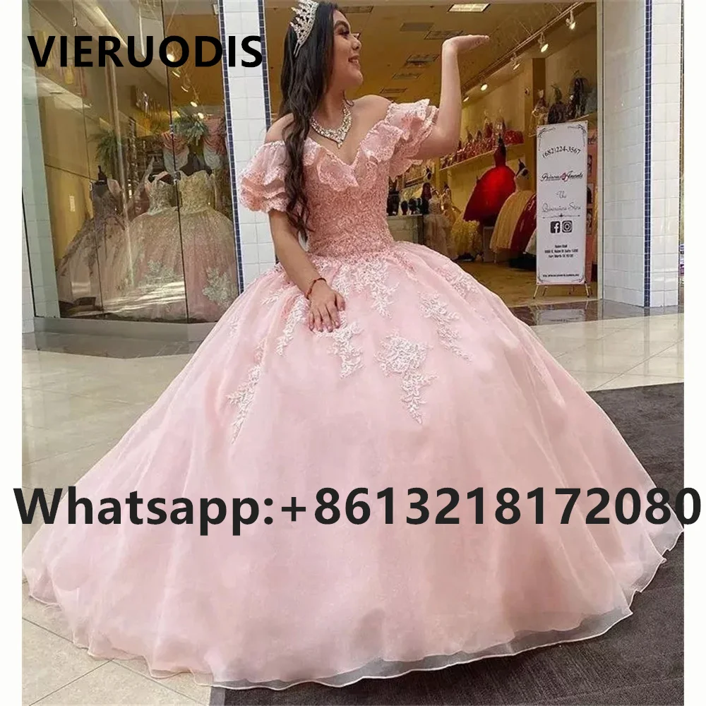 Бальное платье с пышными плечами, платья Quinceanera, кружевные платья принцессы с аппликацией, милое платье 16, Vestido De 15 Anos Quinceanera