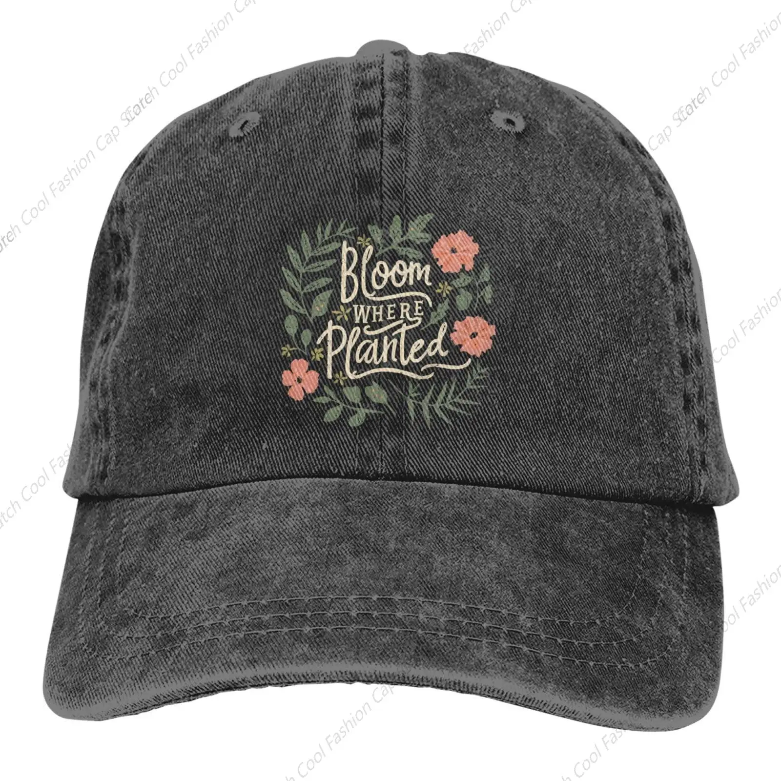 

Bloom Where Planted Baseball Cap for Men Women Vintage Trucker Denim Hat Washed Cotton Fashion Unisex Adjustable Sports