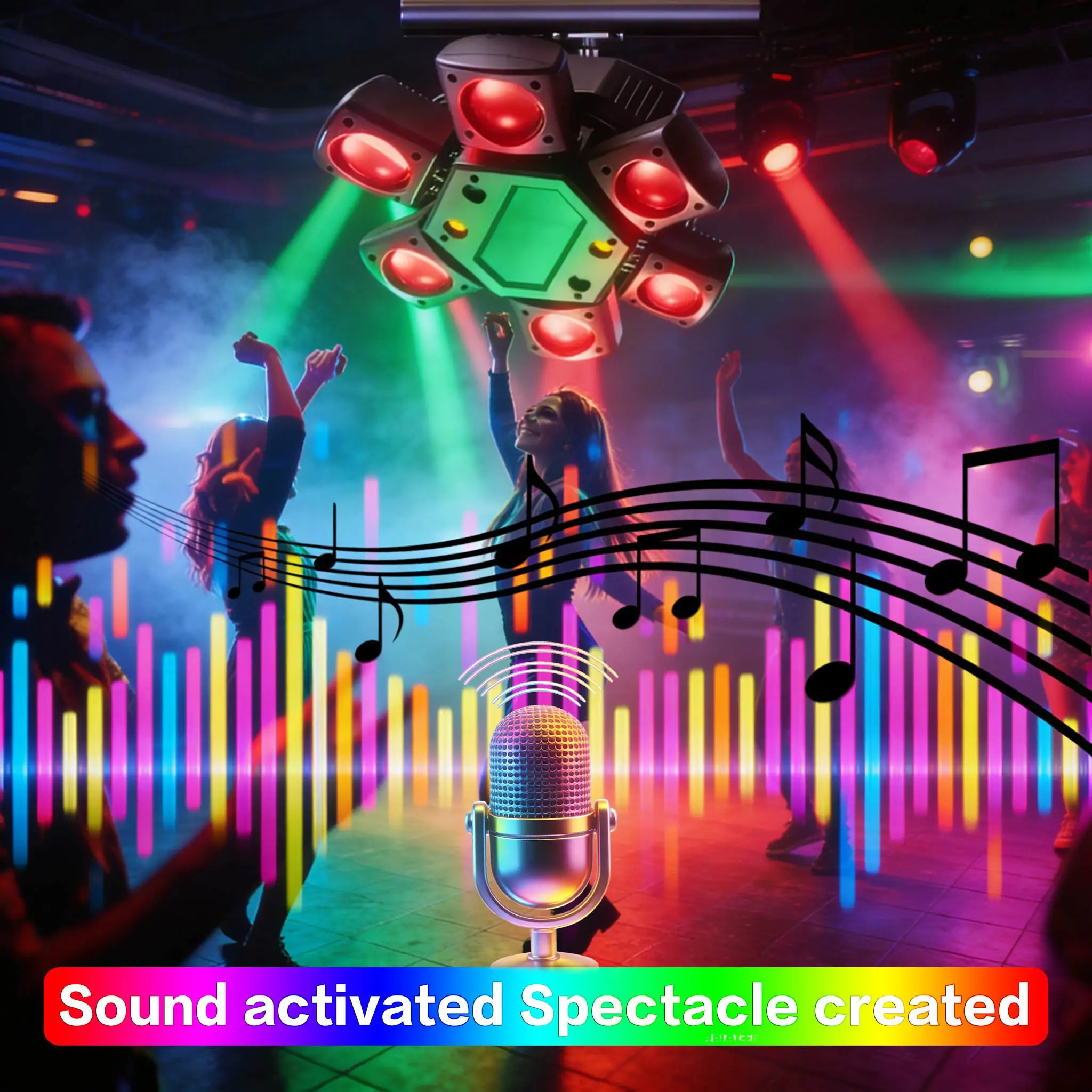 Mini Sechsarmiges DJ-Licht 80W RGBW Laser Schallaktivierte DMX512 Bühnenbeleuchtung für Party Club Disco Hochzeit Weihnachten Bar – Detail 4