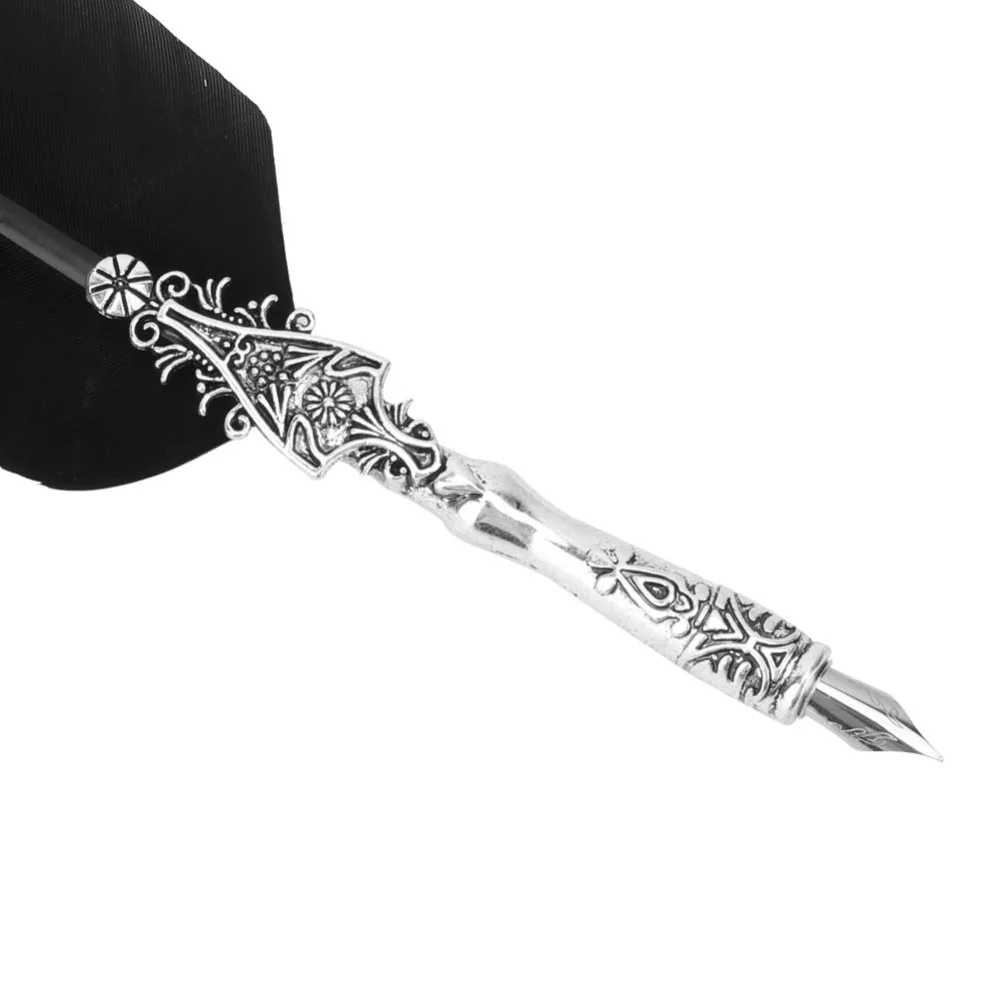 Feather Vintage Quill Pen Metal Nib Multi Color Dip Pen Set Classic Shape Portable Size Calligraphy Pen Wedding Signature