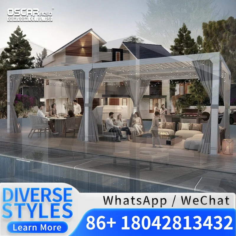 3x3 3x4 4x4 6x4m Outdoor Bioclimatic Aluminum Louvered  Cheap Prefab Modular Villa House Other Prefab Buildings for Garden Patio